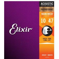 Струни для акустичних гітар ELIXIR Bronze NanoWeb Extra Light - 010-047