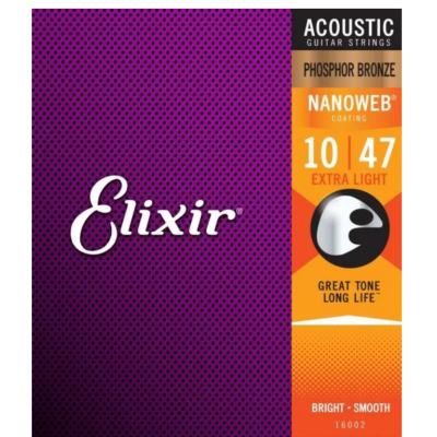 Струни для акустичних гітар ELIXIR Bronze NanoWeb Extra Light - 010-047