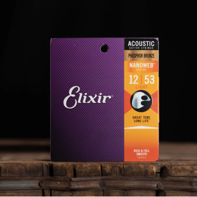 Струни для акустичної гітари Elixir 16052 Nanoweb Phosphor Bronze Acoustic Light 12/53